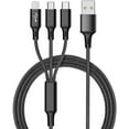 thumbnail image 1 of Pro USB 3in1 Multi Cable Compatible with Apple Samsung/HP/DELL/Google/Intel Nuc Data Universal Extra Strength for Fast Quick Charging Speeds! (Black), 1 of 5