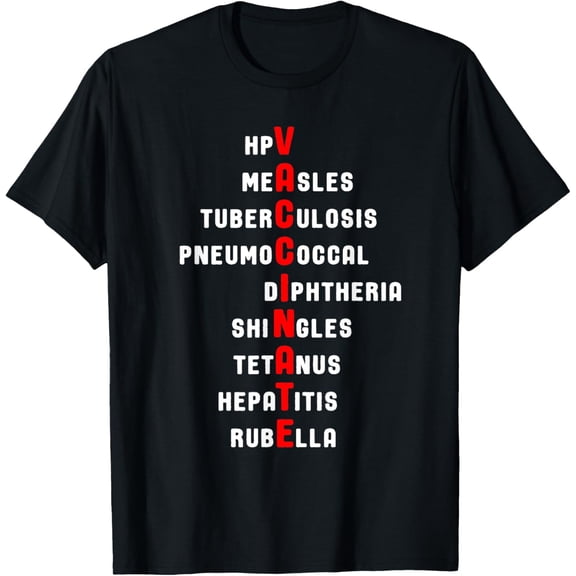 Pro-Vaccination Vaccinate T-Shirt For Immunization Awareness Unisex-Adults Black Small Classic Fit Short Sleeve