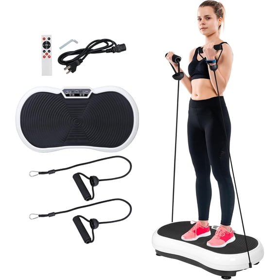 Pro Vibration Plate Exercise  - Whole Body Workout Fitness Platform w/ Bands +  + Remote, 99 Levels