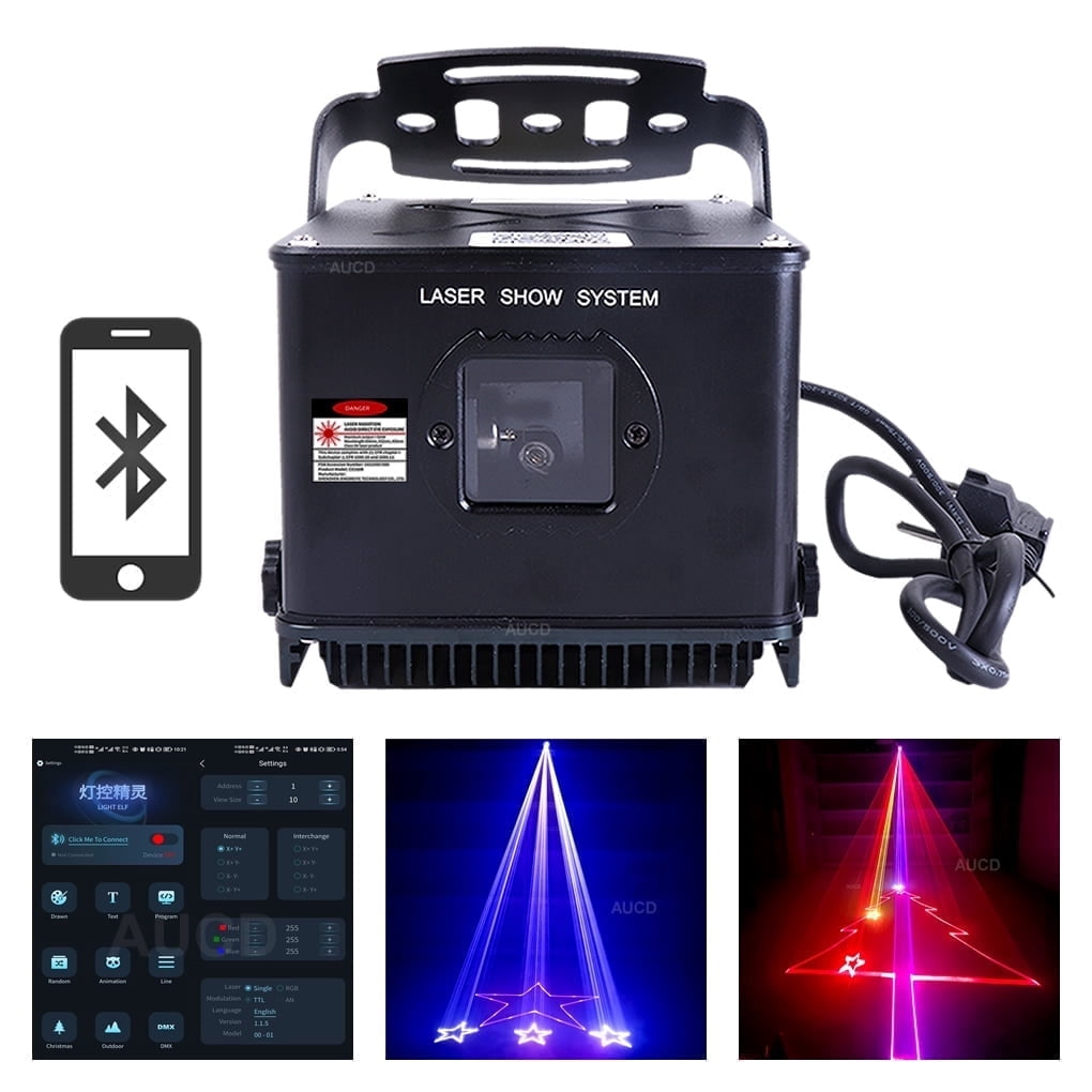 Pro Waterproof IP65 2W RGB Christmas Animation La ser Projector Lights + Apple iOS & Android Phone APP Beam DJ Party Show Stage Lighting