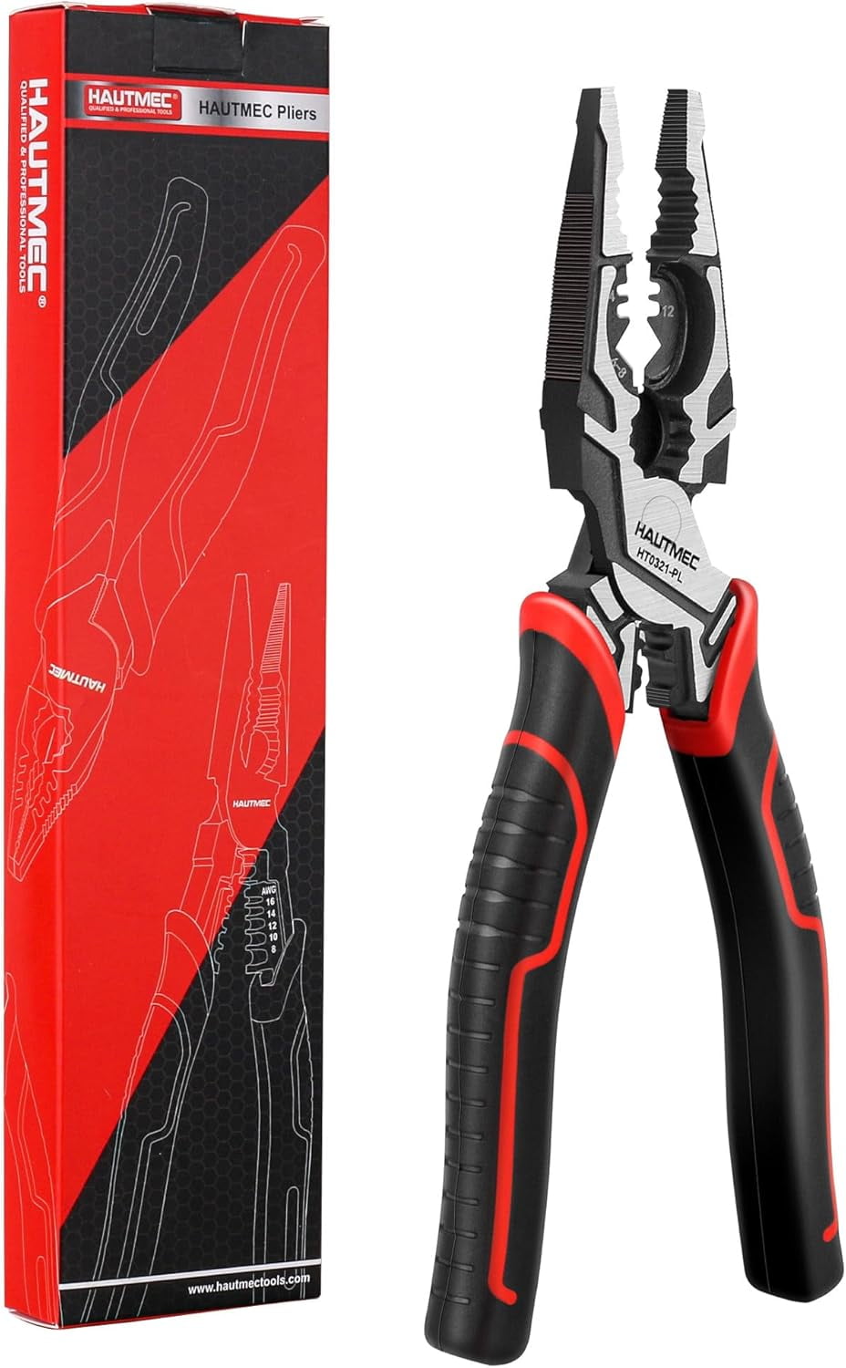 Pro Wire Stripper Tool 8" Multifunctional Combination Linesman Pliers Cable Cutter Wire Strippers Electrical Terminal Crimping Tool Clamping Spanner High leverage Eccentric Design HT0321
