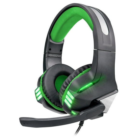 IQ Sound Pro-Wired Gaming Headset with Lights - Green