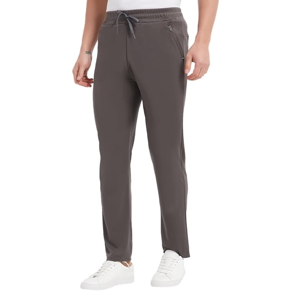Pro X Gear Men's Lightweight Joggers Pants with Zipper Pockets Stretch Sweatpants for Men Athletic Gym Workout Jogging Hiking Pants, X Large, Grey