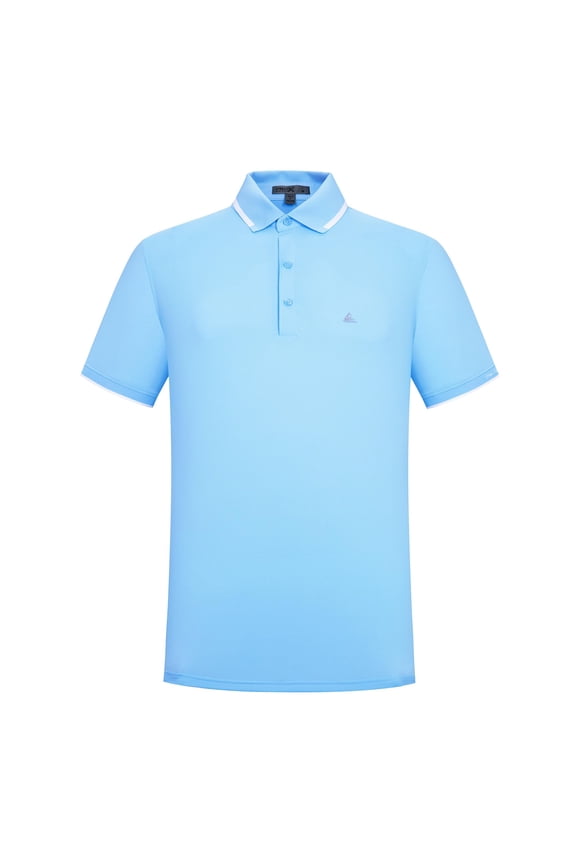 Men's Premium Golf Polo – Silky Tech Nylon, Cooling, UV-Resistant, Quick-Dry Athletic Shirt for Golf, Tennis, and Casual Wear Sky Blue X-Large