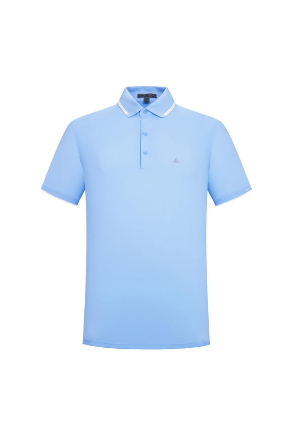Pro X Gear Men's Premium Golf Polo – Silky Tech Nylon, Cooling, UV-Resistant, Quick-Dry Athletic Shirt for Golf, Tennis, and Casual Wear Blue Medium