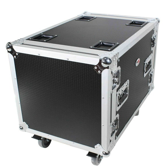 ProX T-10RSS24 10U ATA Deluxe Flight Road Case with 4" Casters for Amplifier Rack Mount Module, 24" Rail Depth