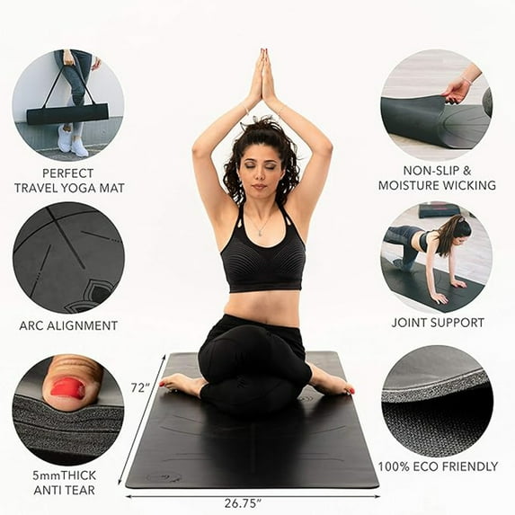 Pro Yoga Mat Non Slip Hot Yoga Mat Anti-tear Exercise Mat Eco Friendly Yoga Mats with SGS Certified Material Free Carrying Strap Included