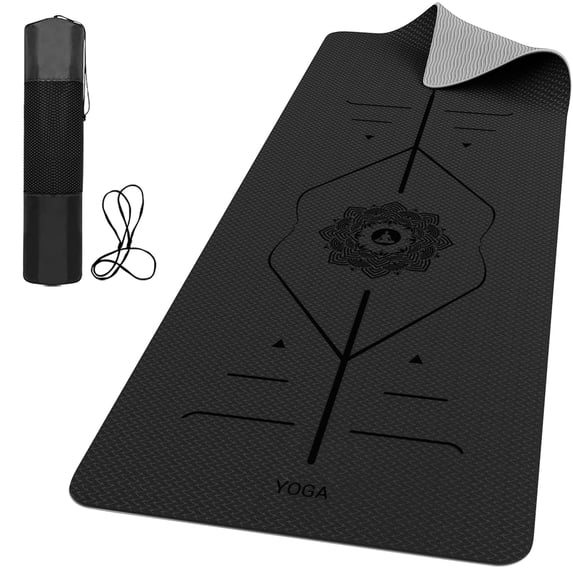Pro Yoga Mat Thick 6mm (1/4 Inch) 72"l X 24"w Non-slip Workout With Alignment Lines Large Mats For Women Men Carry Bag Exercise Home Equipment