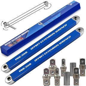Pro Zero Offset Extension Wrench, 15" Degree Ratchet Tool for Car, Universal Wrench Tool with 1/2",1/4" and 3/8" Square Drive Adapters for Small Place