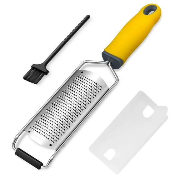 Pro Zester Grater, Lemon Zester, Parmesan Zester, Chocolate, With Razor-Sharp Stainless Steel Blade, Protective Cover and Cleaning brush, Dishwasher Safe, by SkyAuks