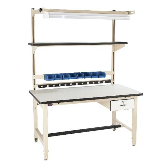 Beige ESD Laminate 72" Workbench with Power Supply and Drawer