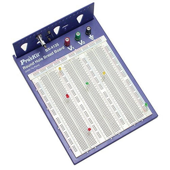 Pro'sKit 900-249 Round Hole Breadboard, 2420 Tie Points, ABS/Phosphor Bronze