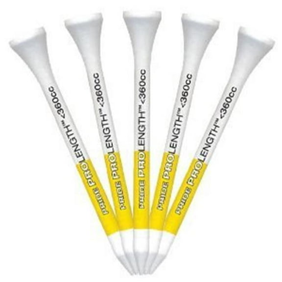 Pride Professional Pro Length Golf Tees (2.75", White/Yellow, 20pk) NEW