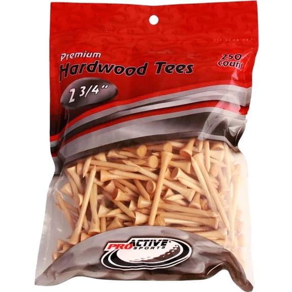 ProActive Sports Golf Hardwood Natural Golf Tees New