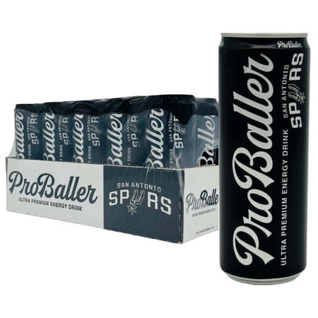 ProBaller Ultra Premium Energy Drink – SPURS Edition - NSF SPORT CERTIFIED- Natural Clean Energy with Biotin, Electrolytes, Essential B-Vitamins - B12 (Methylcobalamin) + more. 12 fl oz (pack of 15)