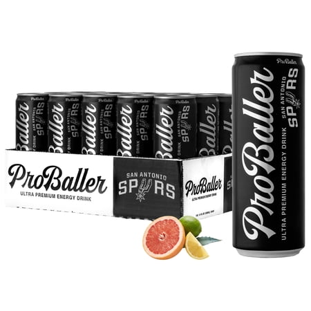 ProBaller Ultra Premium Energy Drink – SPURS Edition - NSF SPORT CERTIFIED- Natural Clean Energy with Biotin, Electrolytes, Essential B-Vitamins - B12 (Methylcobalamin) + more. 12 fl oz (pack of 15)