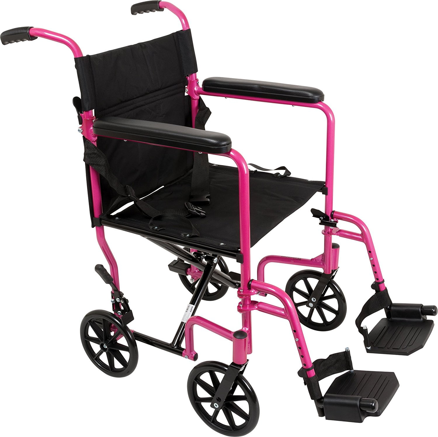ProBasics TCA1916PK Aluminum Transport Wheelchair with 19" Seat, Pink, 300 lb Weight Capacity