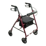 ProBasics Aluminum Rollator, 6 Wheels, Burgundy, 300 lb Weight Capacity