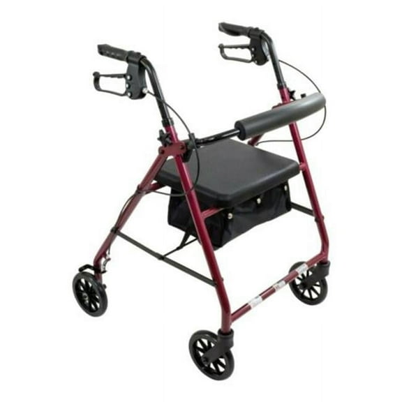 ProBasics Aluminum Rollator, 6" Wheels, Burgundy, 300 lb Weight Capacity