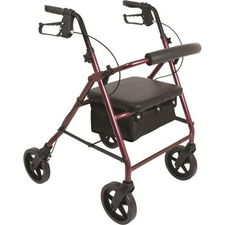 ProBasics - RLAA8BK Aluminum Rolling Walker for Seniors - Adjustable Seat & Height with 8 Inch Wheels, Black