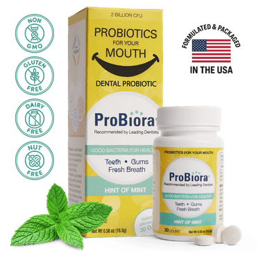 ProBiora Health Hint of Mint Dental Probiotic Breath Mints for Oral Care and Gum Health, Probiotics for bad breath, Oral probiotic, Oral Health, Sugar-free mints, 30 Tablets