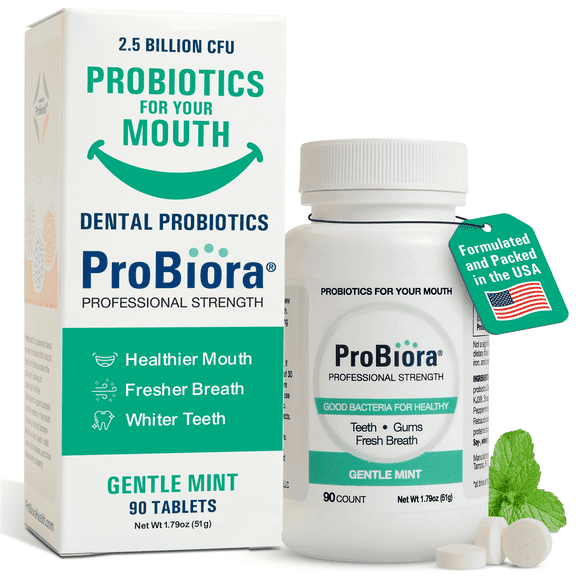 ProBiora Professional Strength Natural Oral Probiotic Mints, Gentle Mint, 90 Tablets