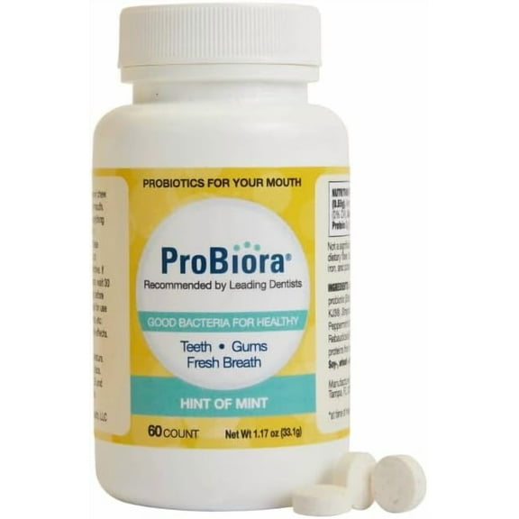 ProBiora Health Hint of Mint Dental Probiotic Breath Mints for Oral Care and Gum Health, Probiotics for bad breath, Oral probiotic, Oral health, Sugar-free mints, 60 Tablets