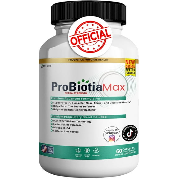 ProBiotia Max 40 Billion CFU Extra Strength Oral Probiotic Supplement, 60 Capsules, Supports Teeth and Gum Health, Gluten Free