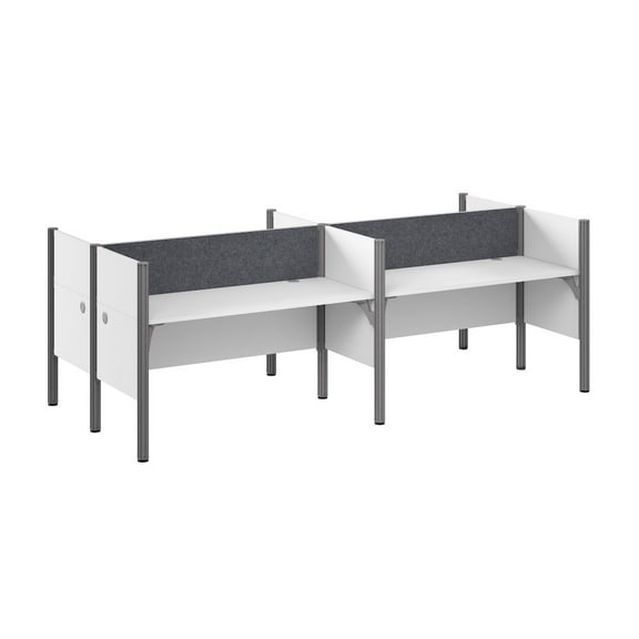 ProBiz 4 Person Office Cubicle Desk with Low Panels in White - Engineered Wood