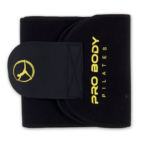 ProBody Pilates Waist Sweat Band for Women and Men, Sweat Waist Trimmer Belt for High-Intensity Training, Waist Trainer (Black, S/M)