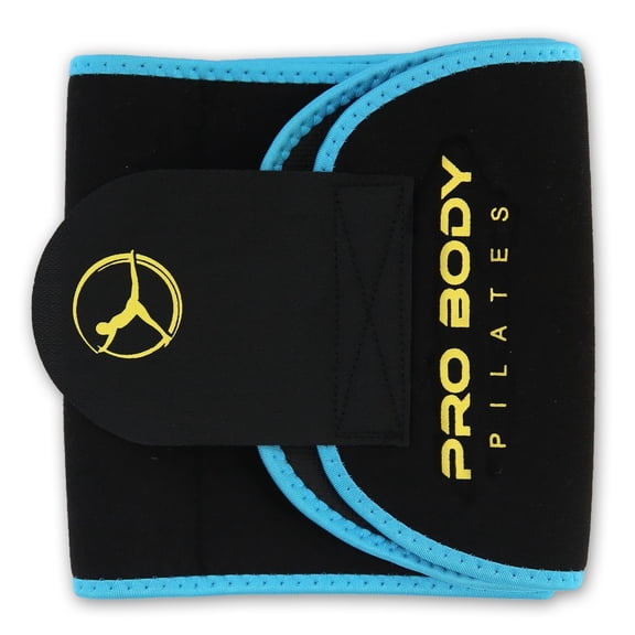 ProBody Pilates Waist Sweat Band for Women and Men, Sweat Waist Trimmer Belt for High-Intensity Training, Waist Trainer (Blue, L/XL)