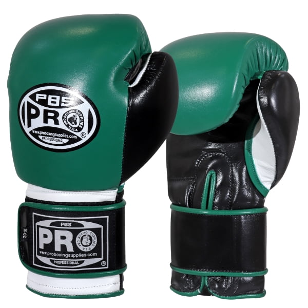 ProBoxing® Leather Boxing Gloves – (Green & Black) (14oz) Training Boxing Gloves for Boxing, MMA, Muay Thai & Sparring – Durable Genuine Leather, Wrist Support, Impact Protection