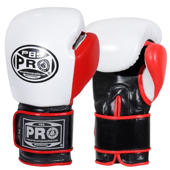 ProBoxing Leather Boxing Gloves  (White & Red) (16oz) Training Boxing Gloves for Boxing, MMA, Muay Thai & Sparring  Durable Genuine Leather, Wrist Support, Impact Protection