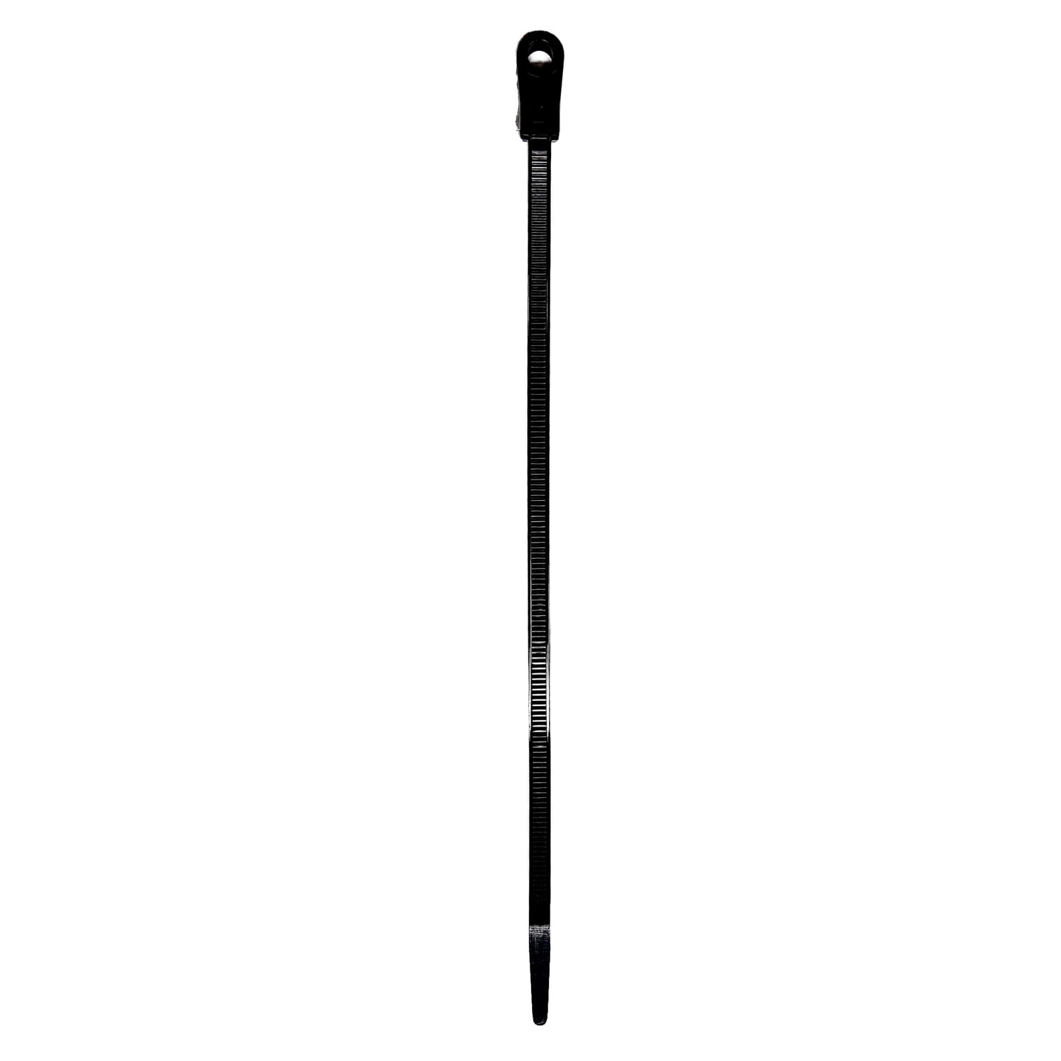 ProBrand 100-Pack 8-In. UV-Resistant Nylon 6/6 Mounting Hole Cable Tie, 50-Lb. Tensile Strength, Temperature-Rated -40°F to 185°F CABTIEMH750BL