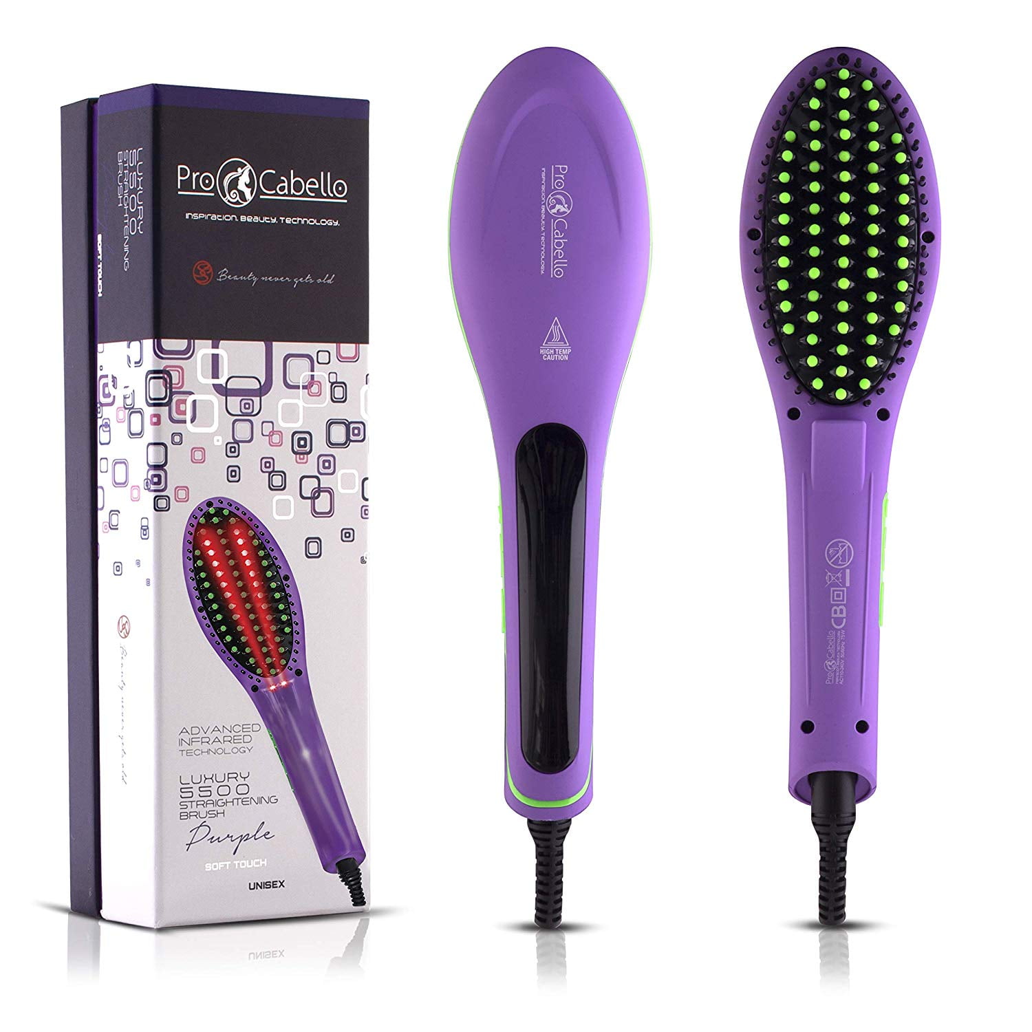 ProCabello Hair Straightener Detangling Brush Ceramic Tourmaline Coating Walmart