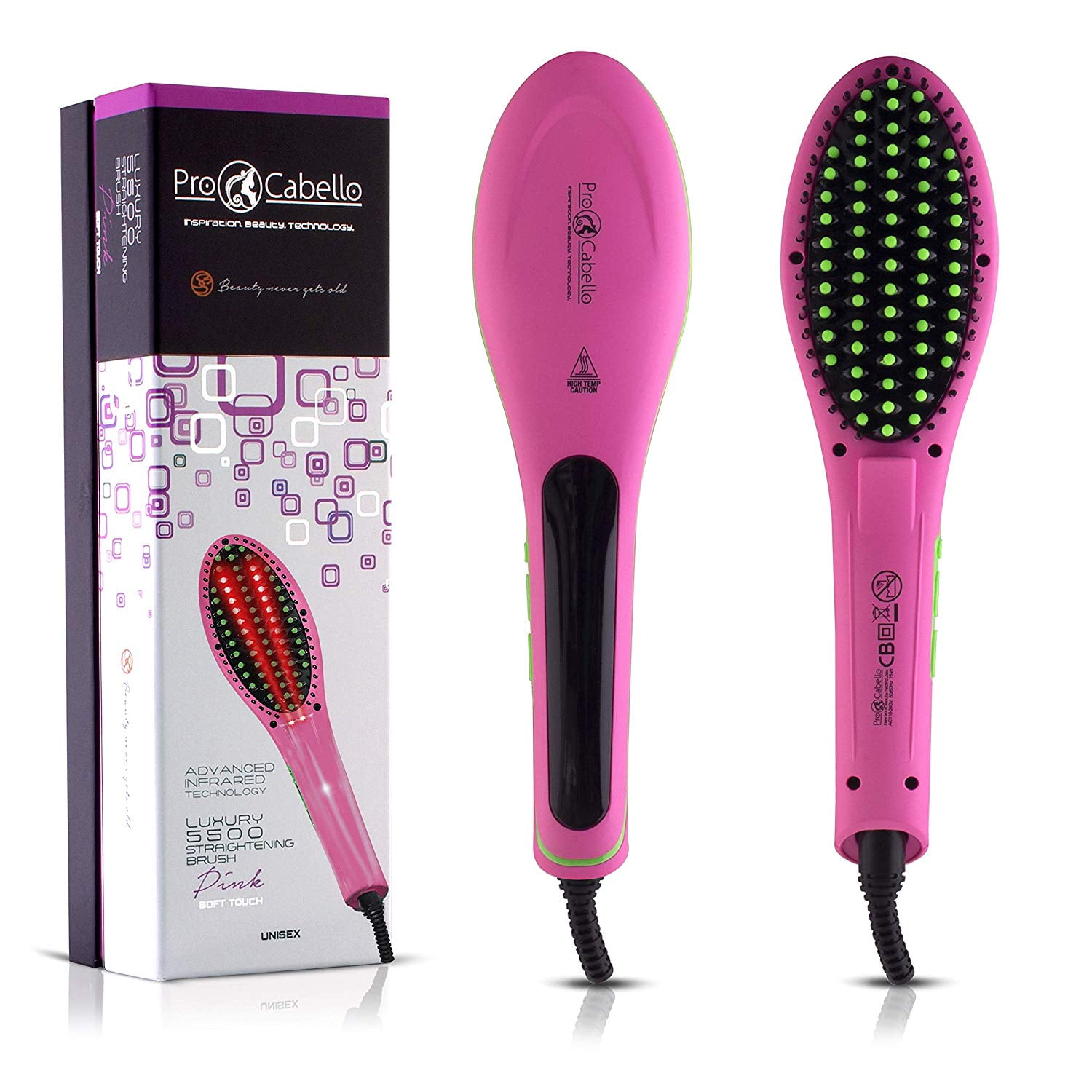 ProCabello Hair Straightening Brush Heated Ceramic Straightener deals Comb - Pink