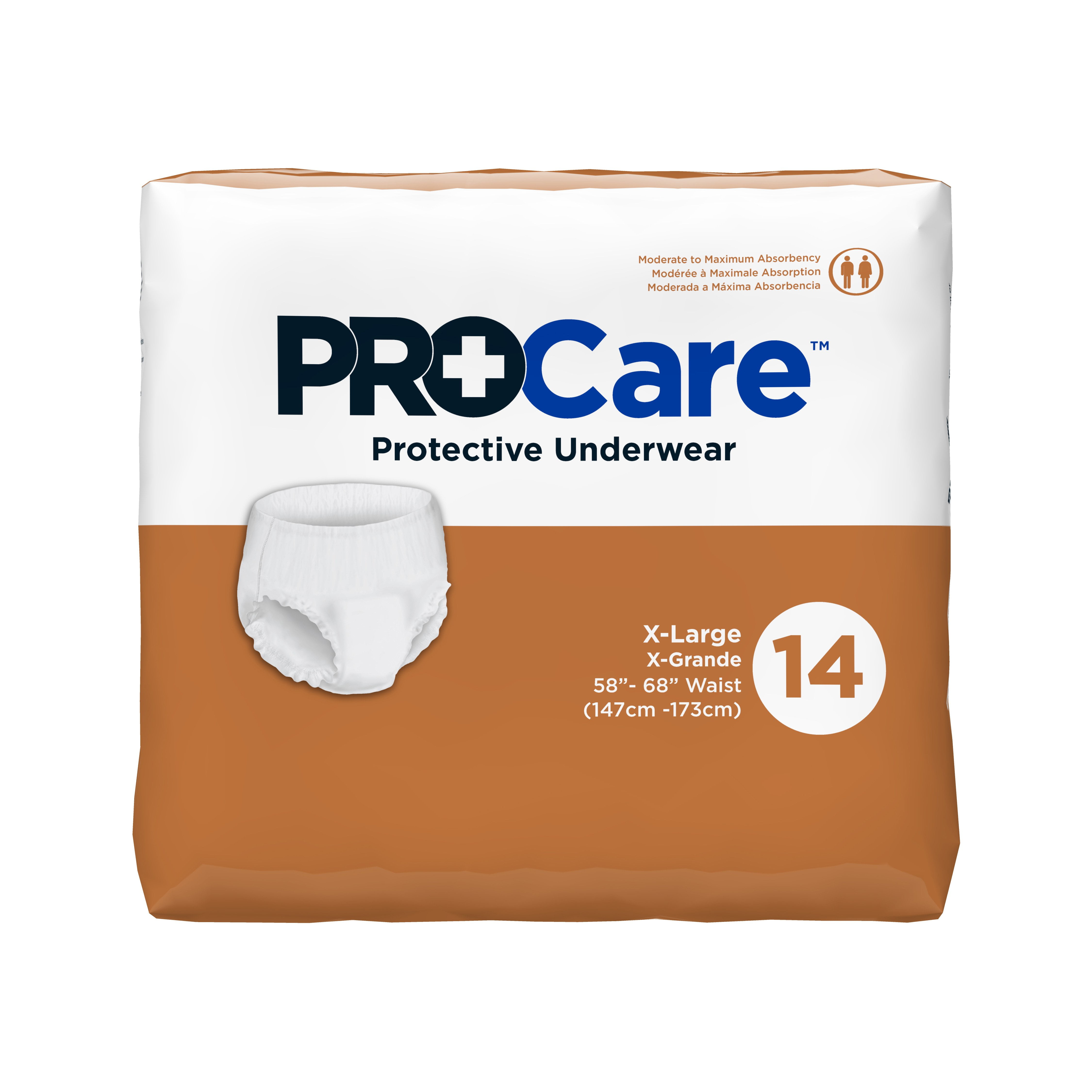 ProCare Disposable Underwear Pull On X-LARGE CRU-514, 14 per Bag