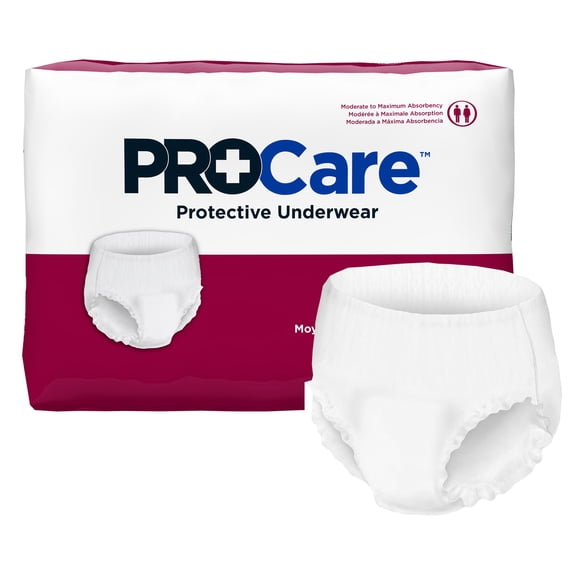 ProCare Disposable Underwear Pull On with Tear Away Seams Medium, CRU-512, Moderate to Maximum, 80 Ct