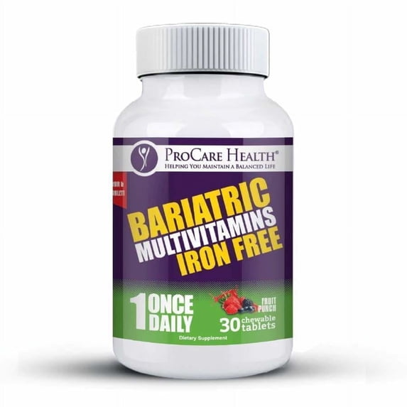 ProCare Health "1 per Day!" Bariatric MultiVitamin Chewable Iron FREE - Fruit Punch Size: 60-Day Supply