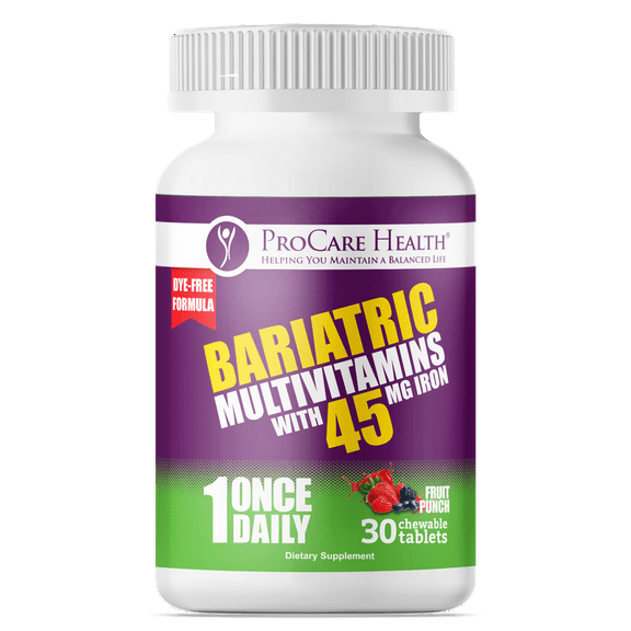 ProCare Health Bariatric Chewable Multivitamin 45 mg Iron, Fruit Punch, 30 Ct