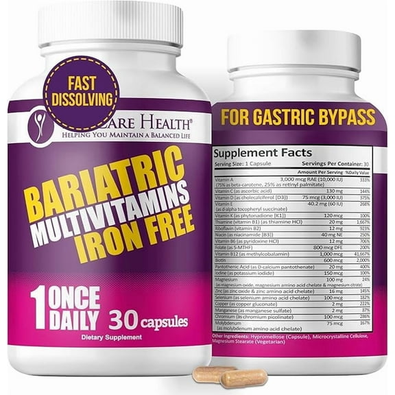 ProCare Health Bariatric Multivitamin Capsule Iron Free, 30 Count, 1-Month Supply