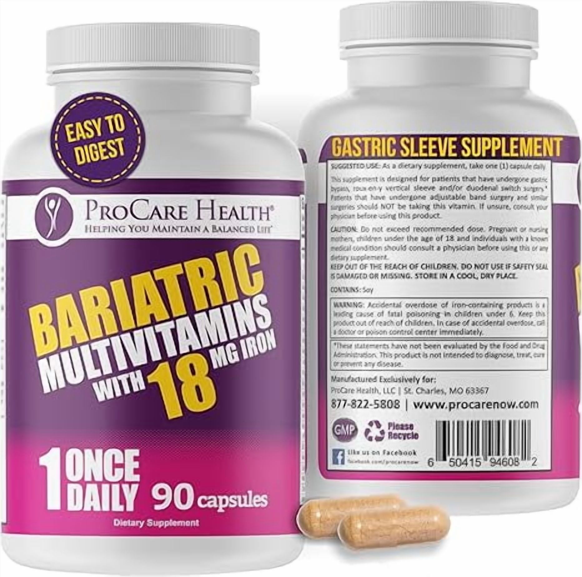 ProCare Health | Multivitamin | 18mg Iron | Capsule | 90 Count | 3 Month Supply