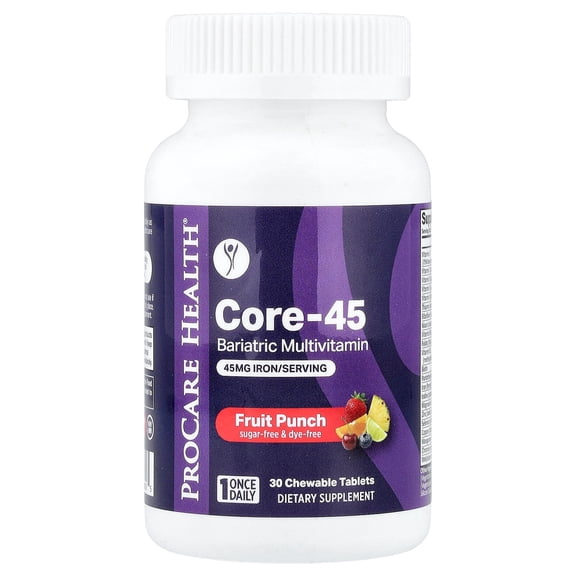 ProCare Health Core-45, Bariatric Multivitamin, Fruit Punch, 30 Chewable Tablets