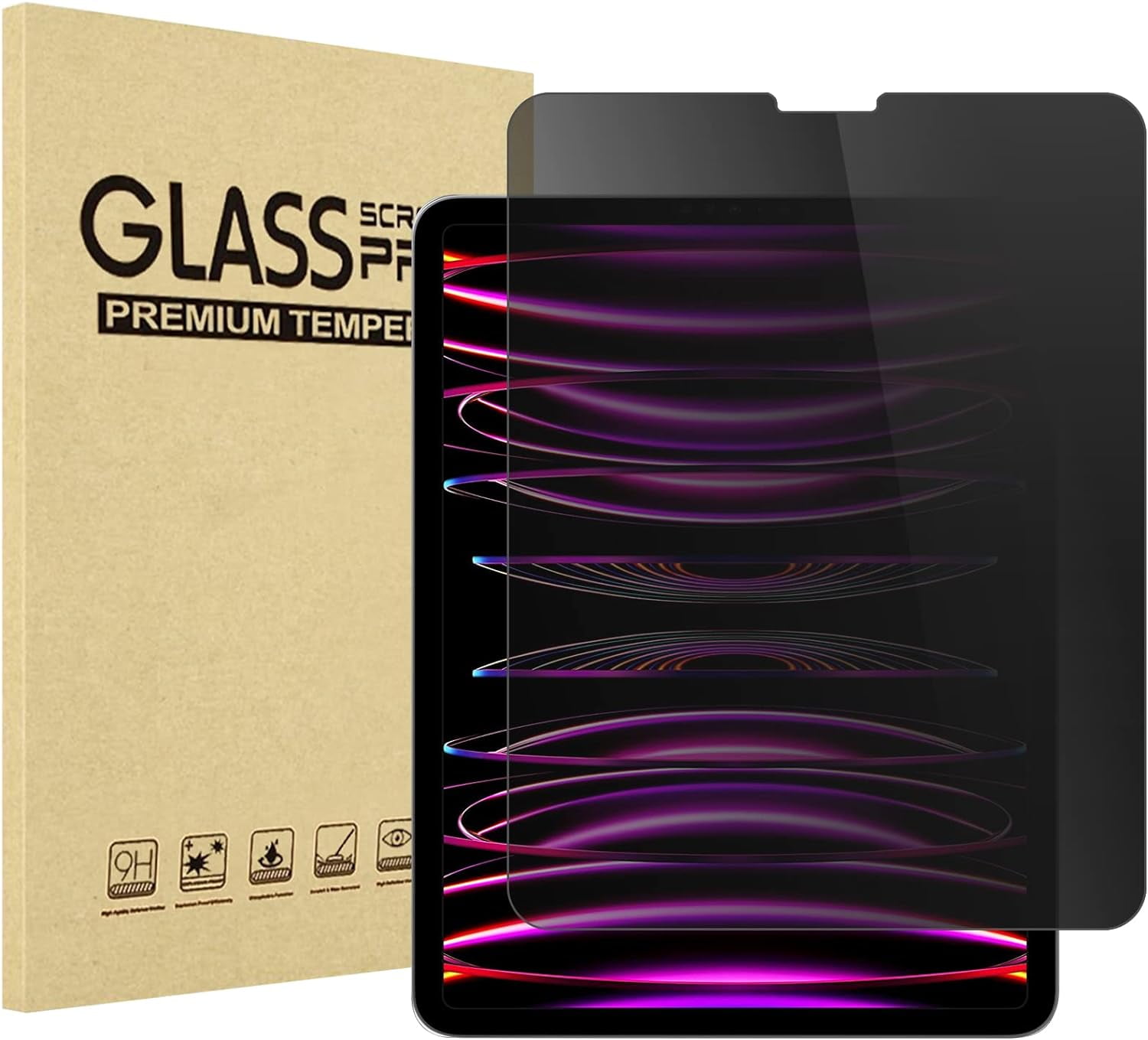 ProCase 1 Pack for iPad Pro 12.9 6th 5th 4th 3rd 2022 2021 2020 2018 Privacy Screen Protector, Anti-Spy Tempered Glass F