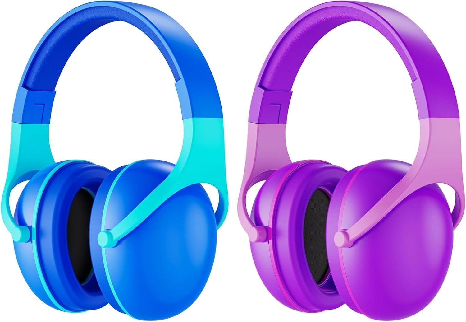 ProCase 2 Pack Hearing Protection Earmuffs for Sensory Autism Kids -Purple&Indigo