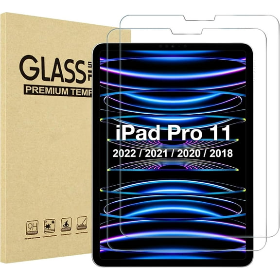 ProCase 2 Pack Tempered Glass Screen Protector for iPad Pro 11 4th/ 3rd/ 2nd/ 1st-Clear