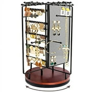 PROCASE 360 Rotating Jewelry Organizer Stand Earring Holder Organizer, Spinning Necklace Holder Earrings Display Rack Jewelry Tower Bracelet Holder (Holds More than 100 Pairs Earrings) -Black