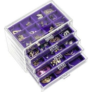 Earring Holder Organizer Box Valentine's Day Gifts, Clear Acrylic Jewelry Box for Women, Stackable Large Jewelry Storage Case with Adjustable Velvet Trays on Dr