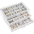 thumbnail image 1 of ProCase Earring Holder Organizer Box Valentine's Day Gifts, Clear Acrylic Jewelry Box for Women, Stackable Large Jewelry Storage Case with Adjustable Velvet Trays on Dresser Vanity -Grey, 3 Layers, 1 of 8
