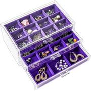 Earring Holder Organizer Box Valentine's Day Gifts, Clear Acrylic Jewelry Box for Women, Stackable Large Jewelry Storage